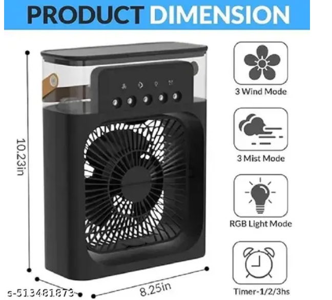 4-in-1 Water-Cooled Mini Cooler – Portable USB Quiet Mist Fan for Desk