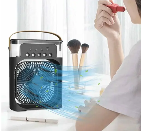 4-in-1 Water-Cooled Mini Cooler – Portable USB Quiet Mist Fan for Desk